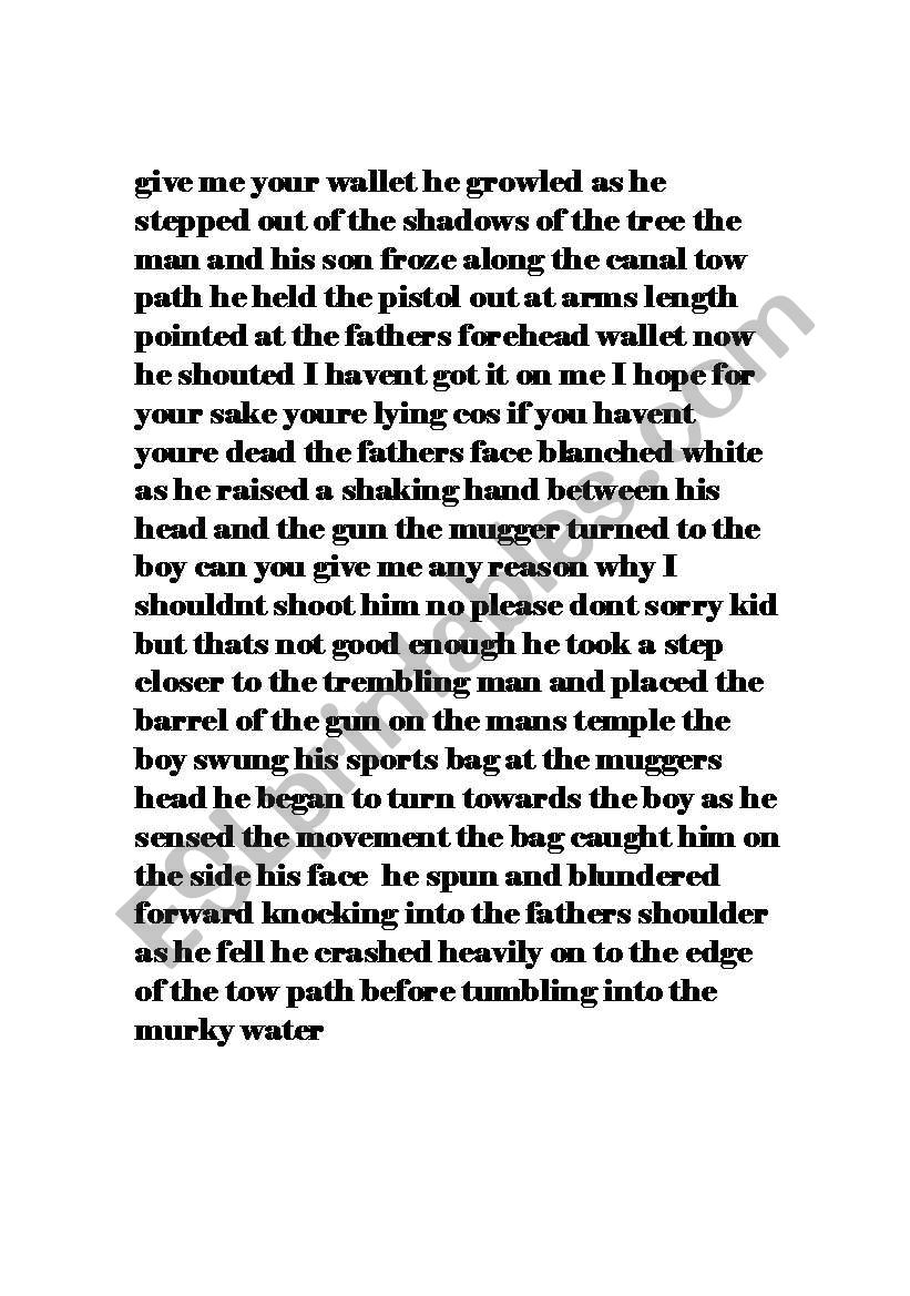 Mugging - punctuation worksheet