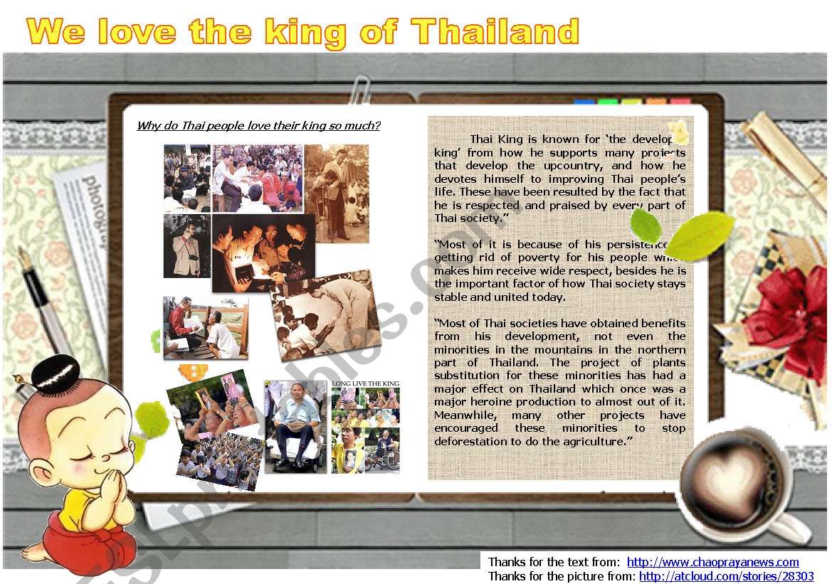 We love the king of Thailand worksheet