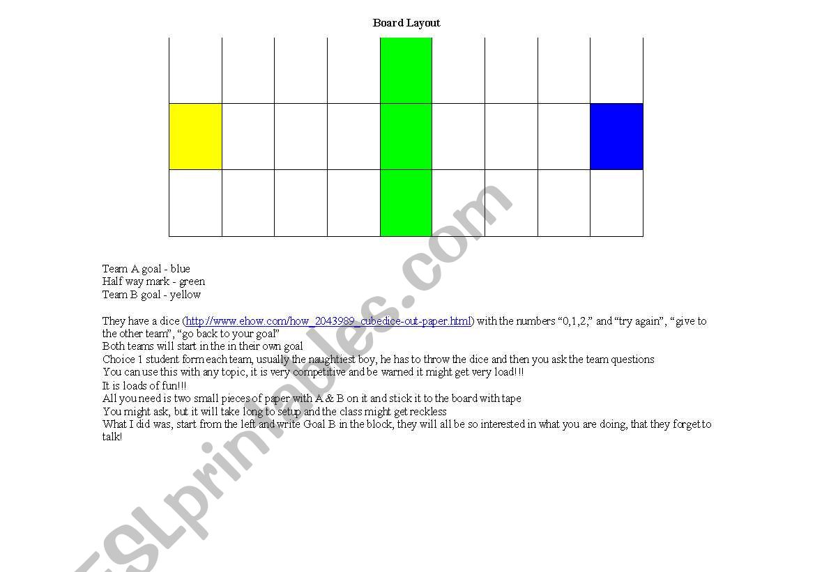 Football game - for any topic worksheet