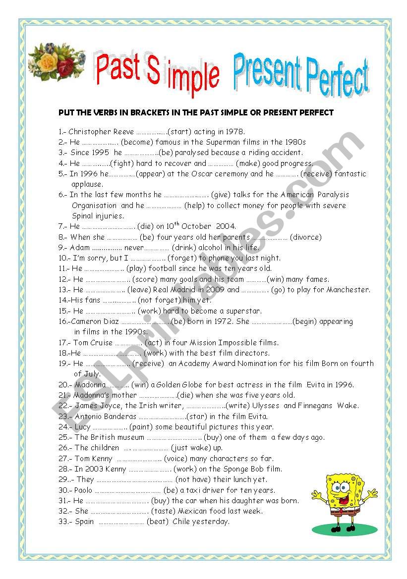 PAST SIMPLE -PRESENT PERFECT worksheet