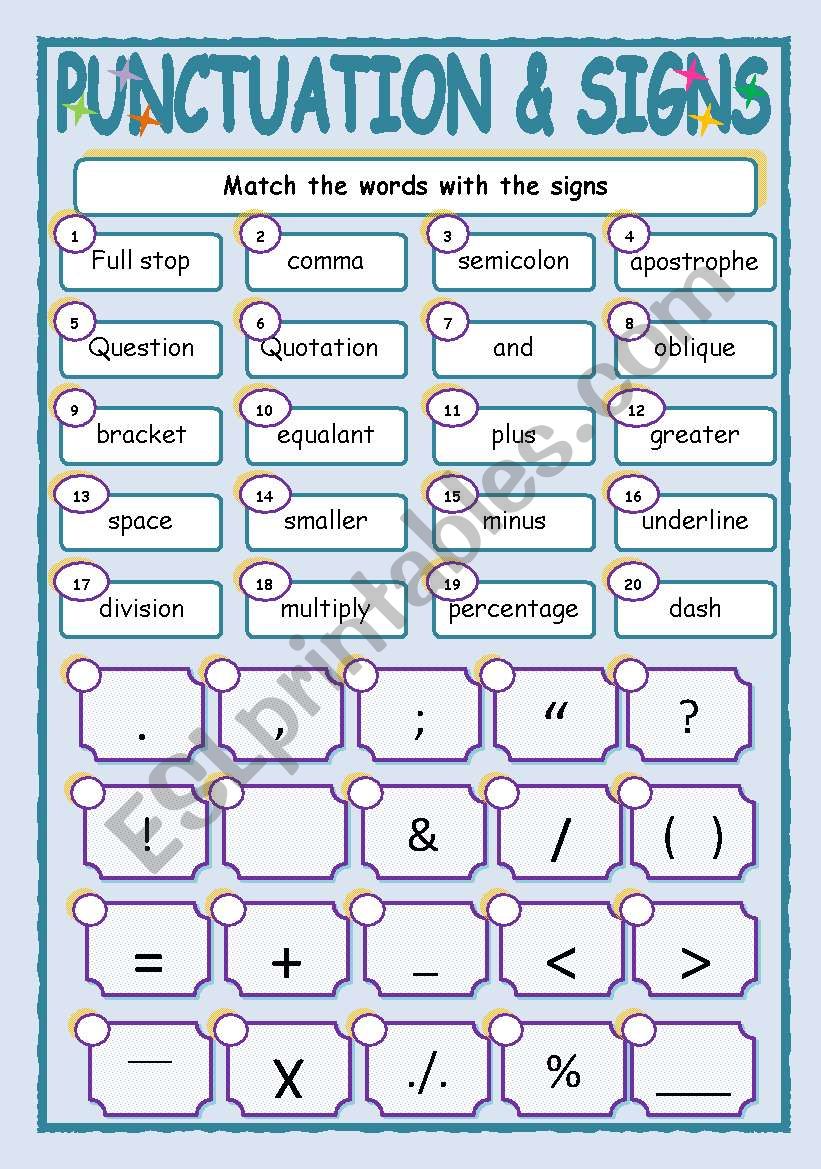 PUNCTUATION & SIGNS worksheet