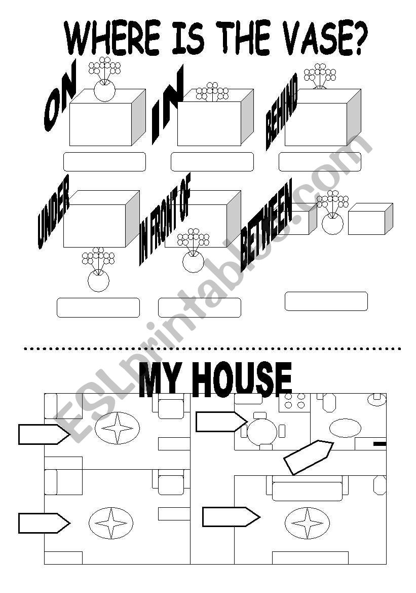 PREPOSTION / PARTS OF HOUSE  worksheet