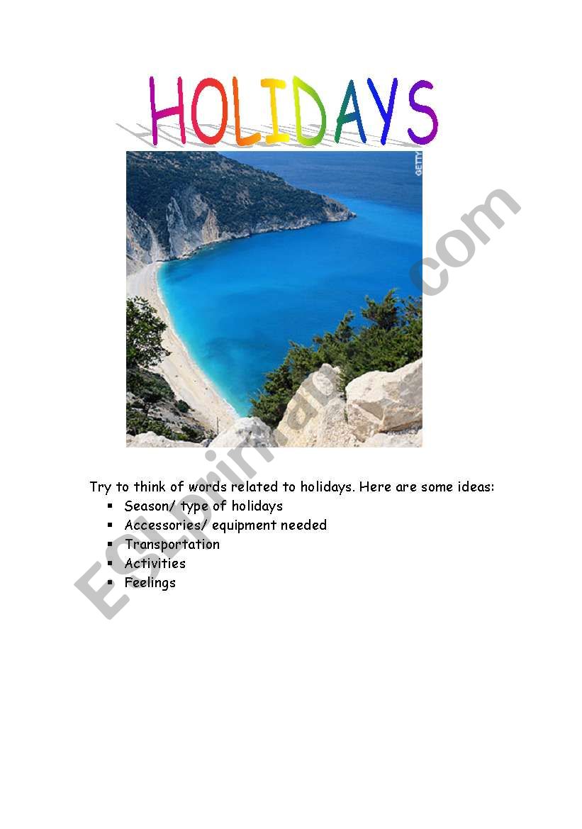 words game about holidays worksheet