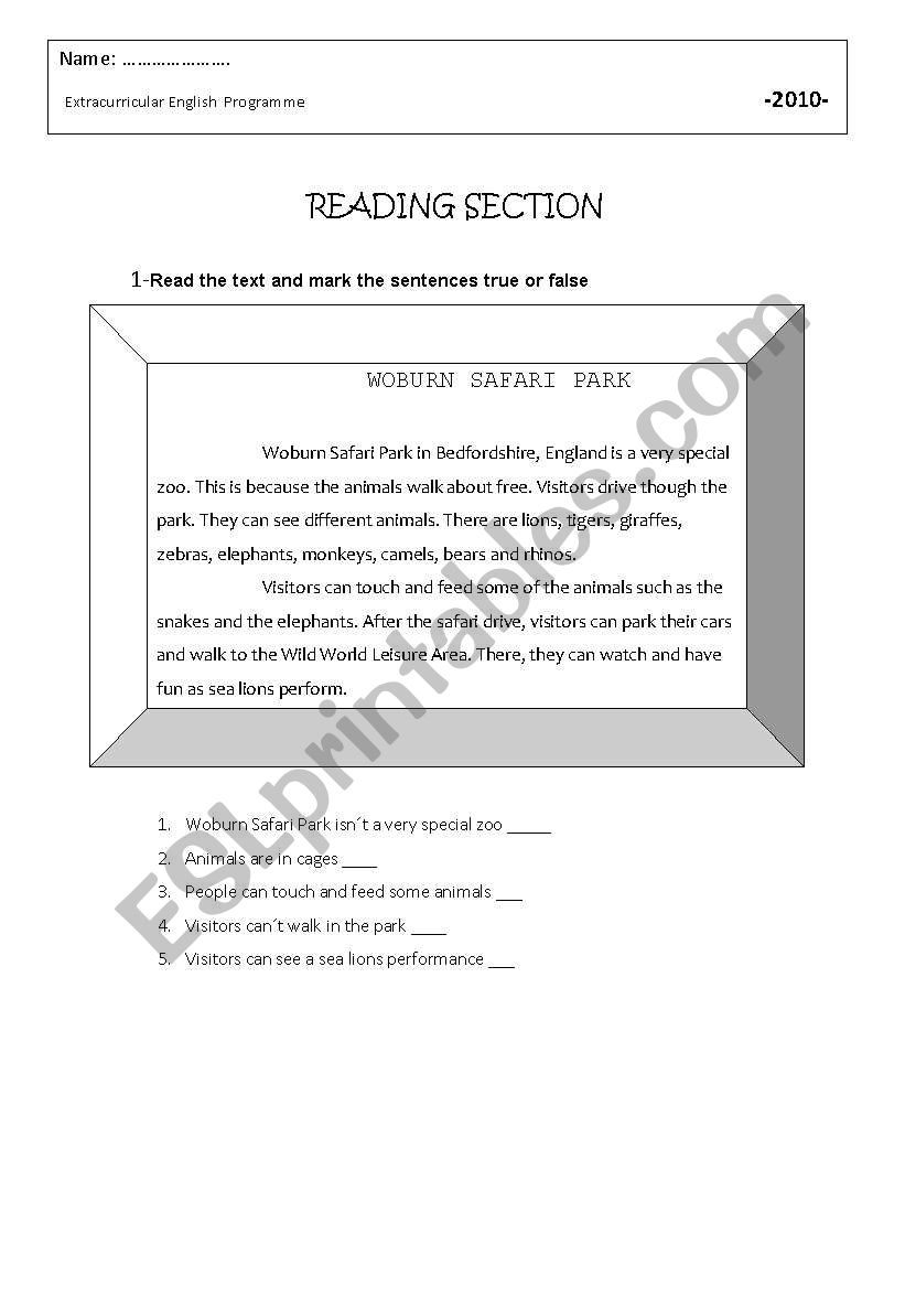 reading and writing activities