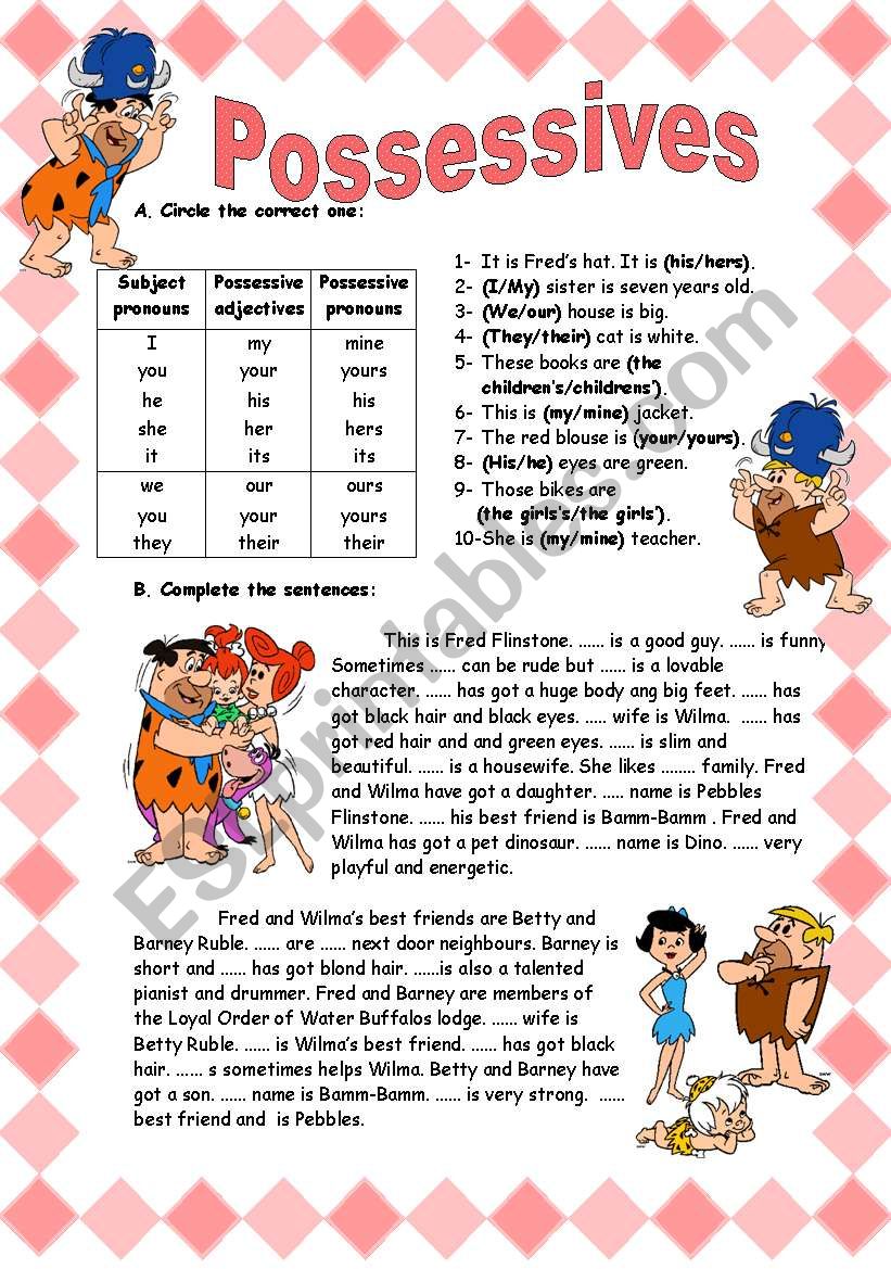 POSSESSIVES  + ACTIVITIES    (2 pages)