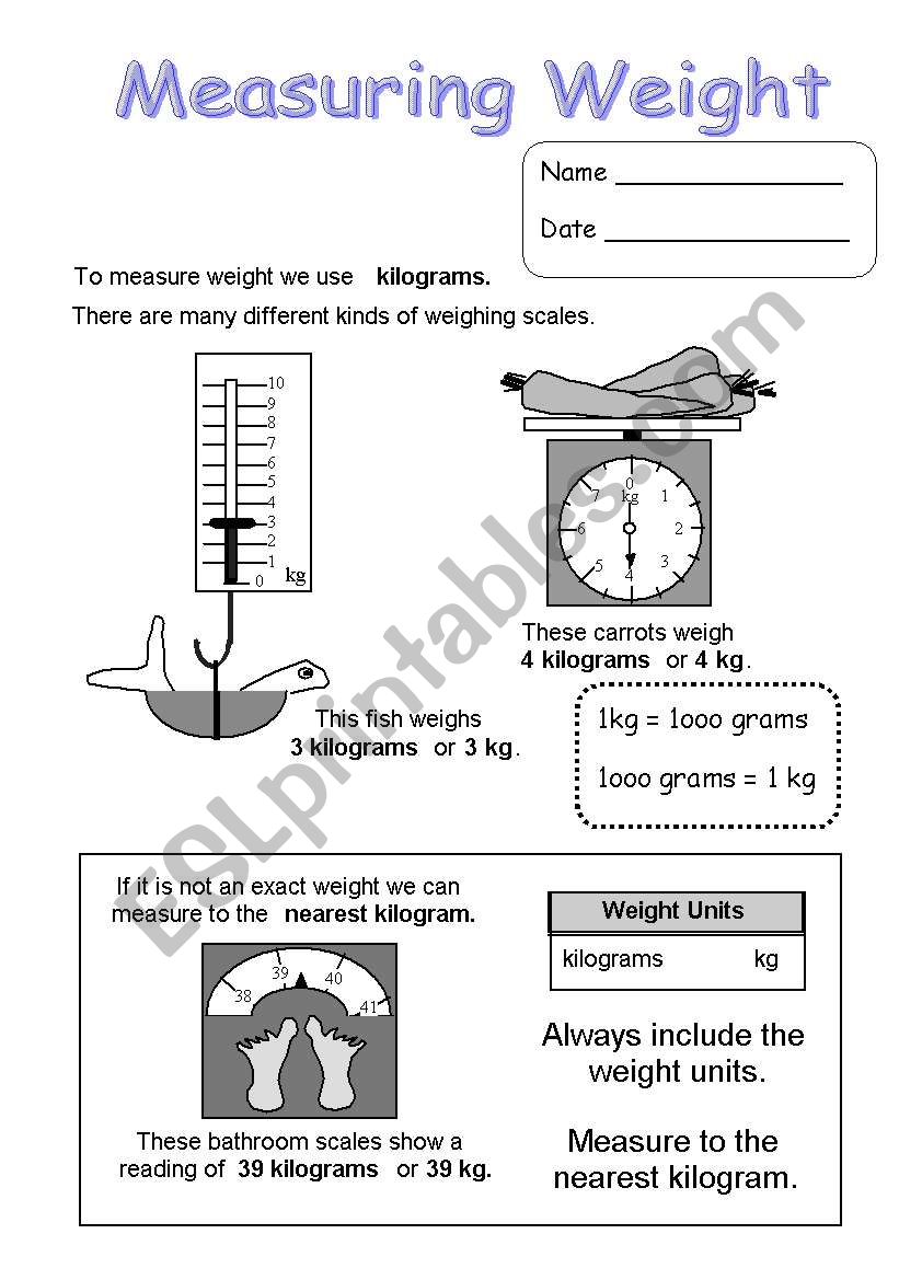measuring weight worksheet