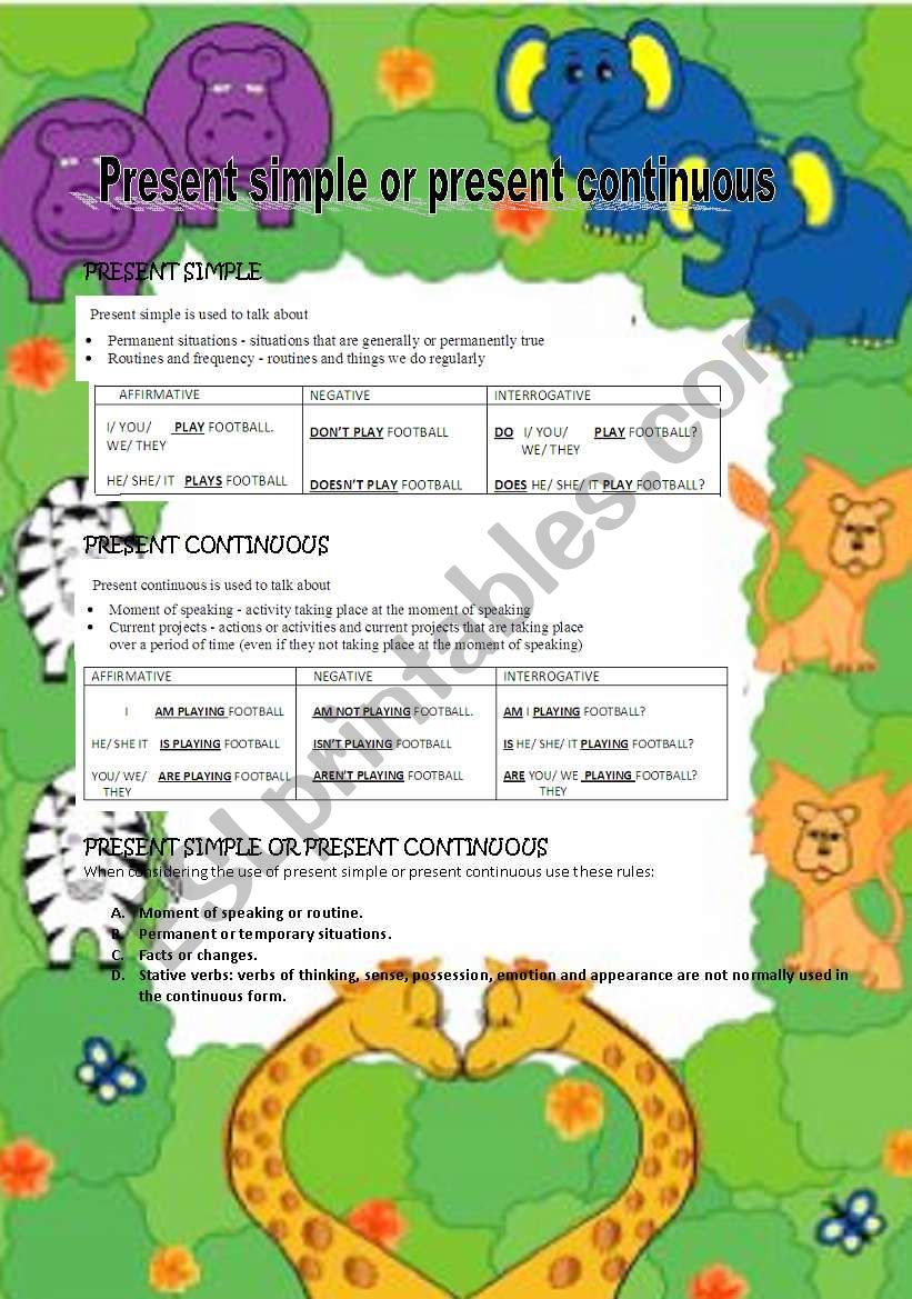 PRESENT SIMPLE OR PRESENT CONTINUOUS RULES