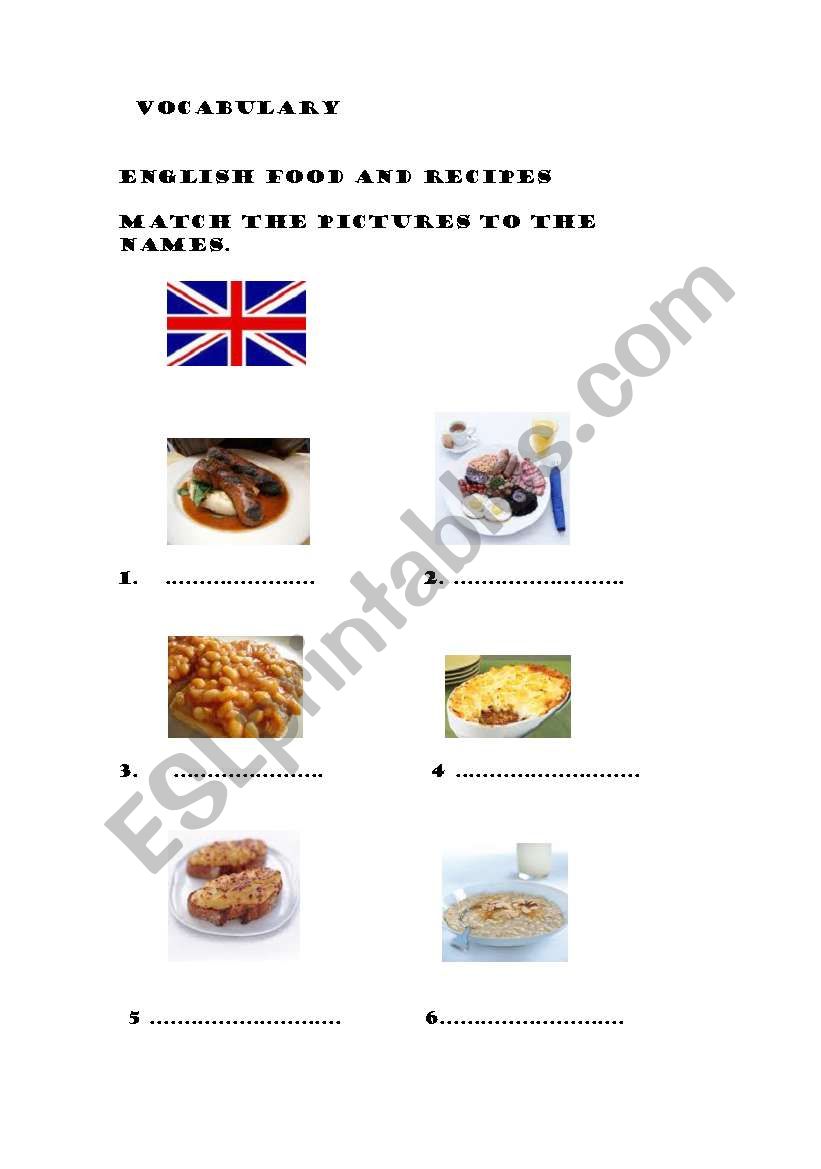 English Food Vocabulary worksheet