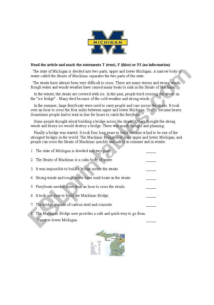 Straits of Mackinac worksheet