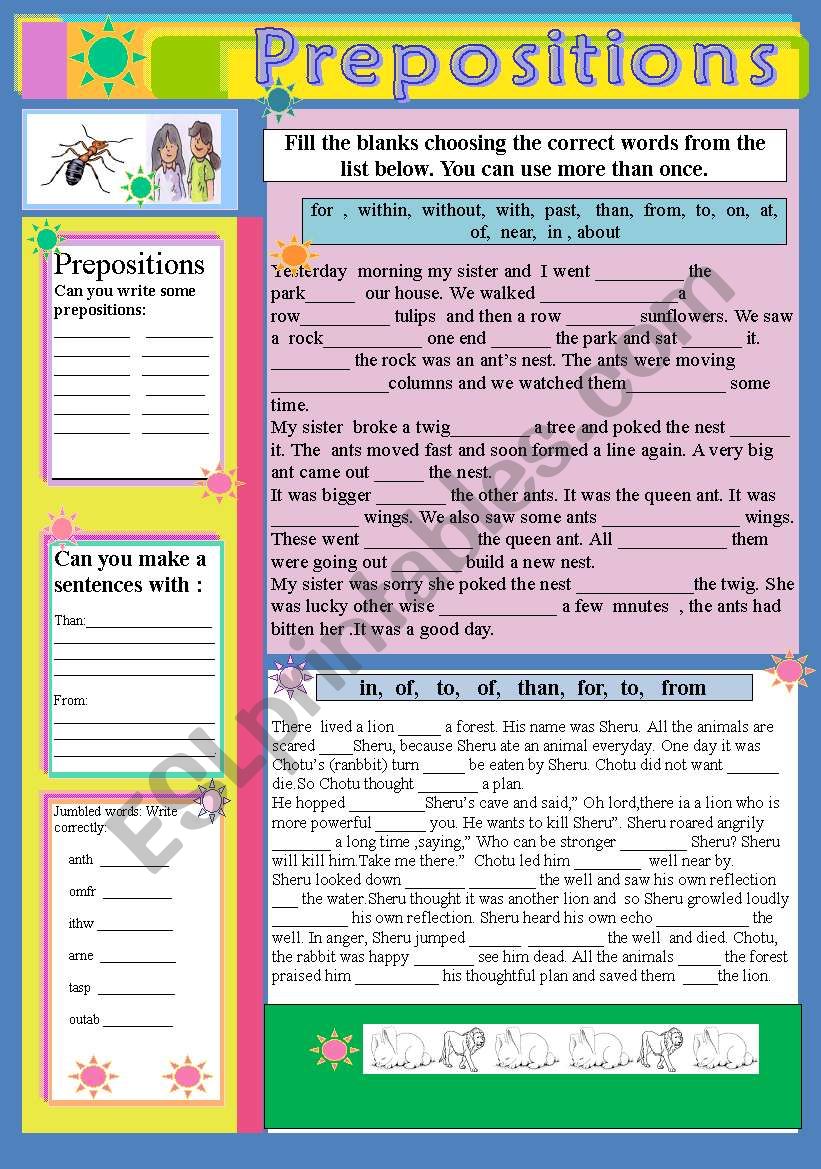 PREPOSITIONS worksheet