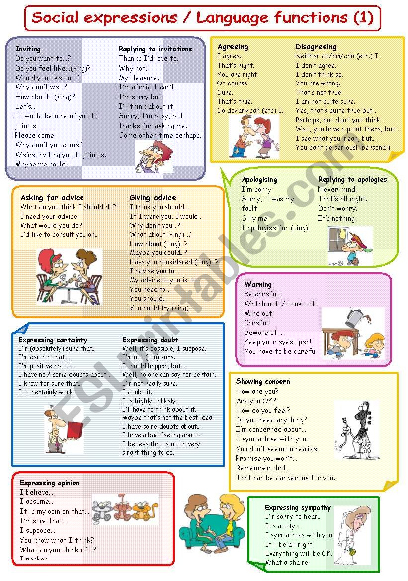 Social expressions / Language functions (1) plus B&W