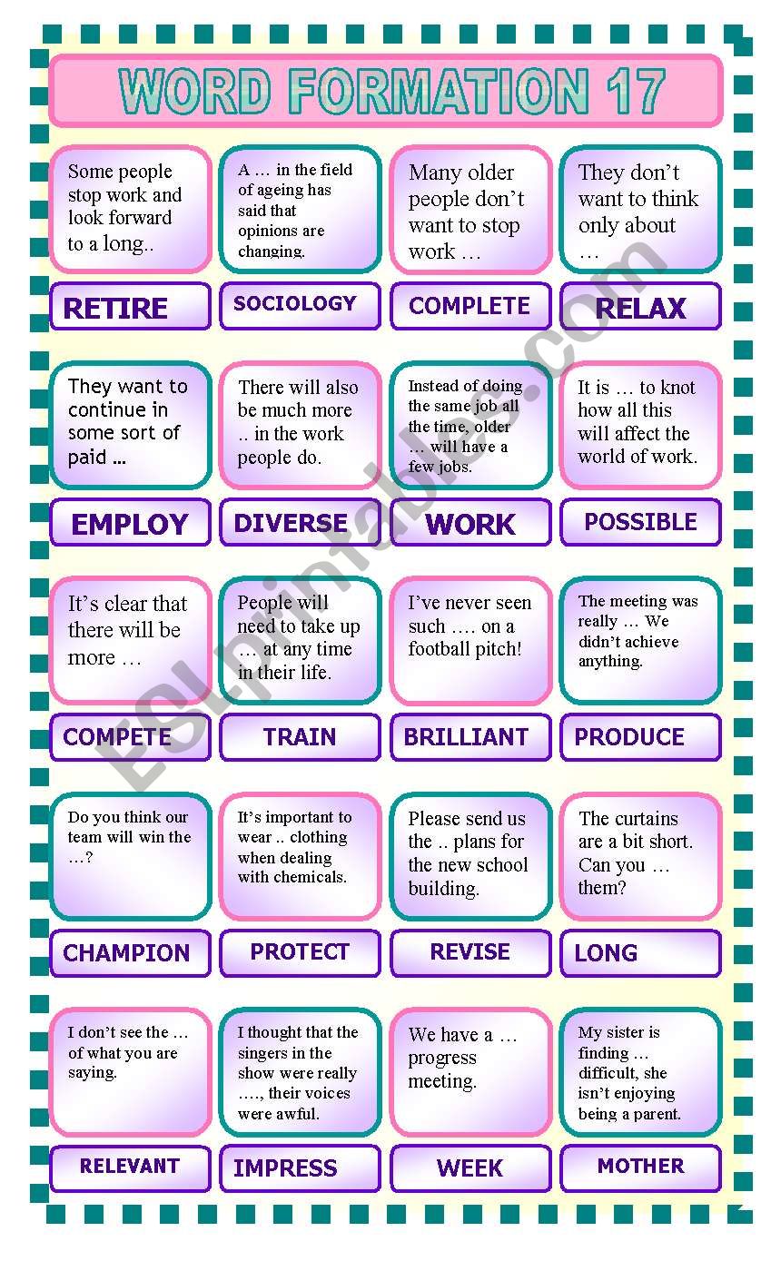 Word formation 17 worksheet