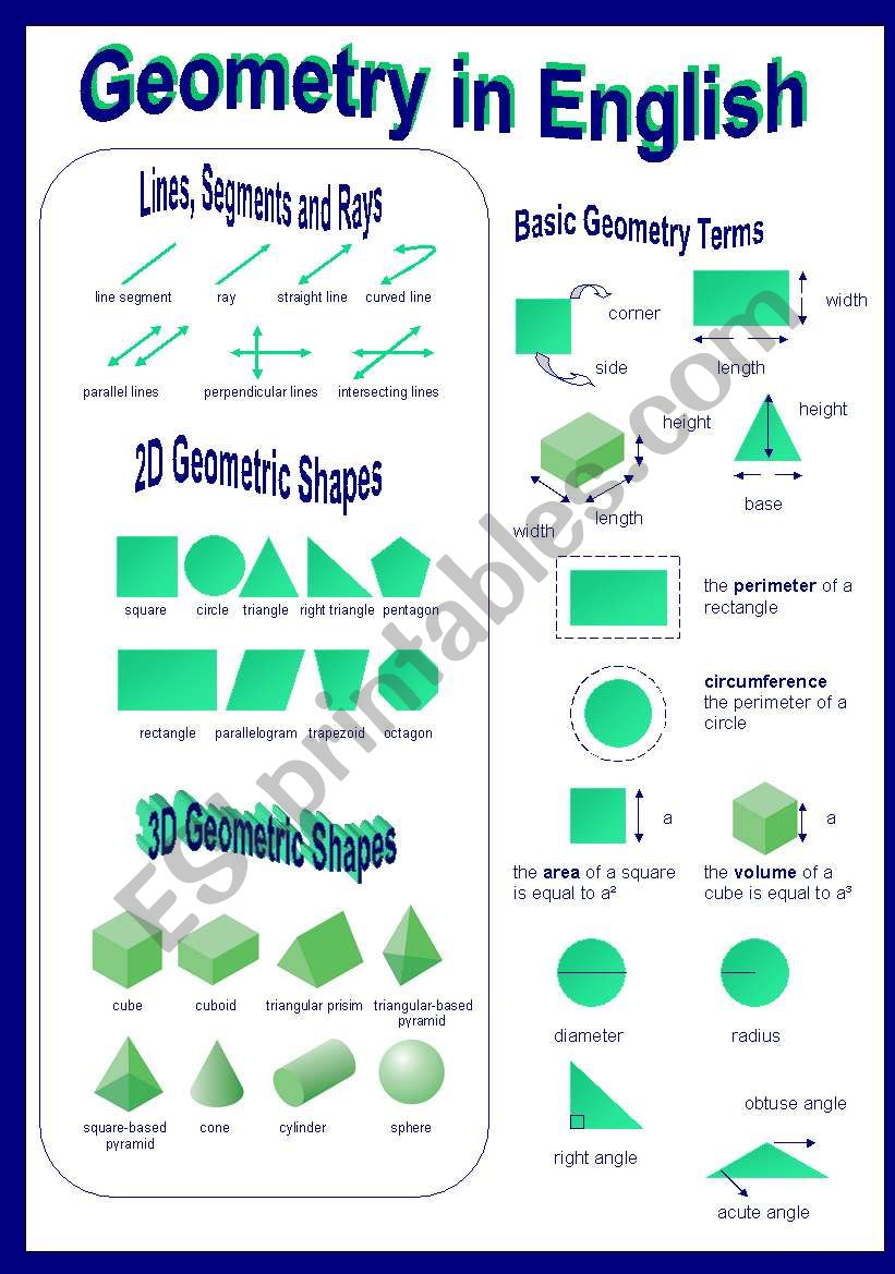 geometry in english part IV worksheet