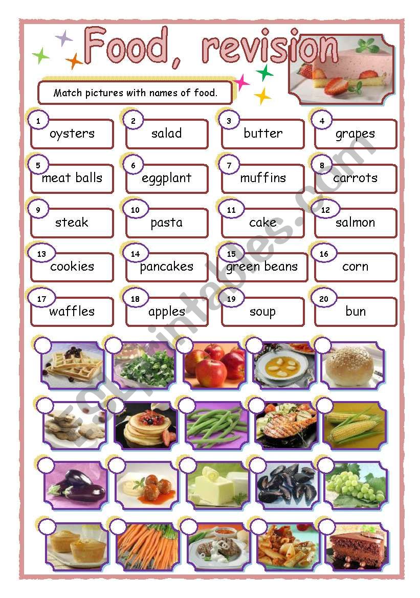 FOOD, revision worksheet