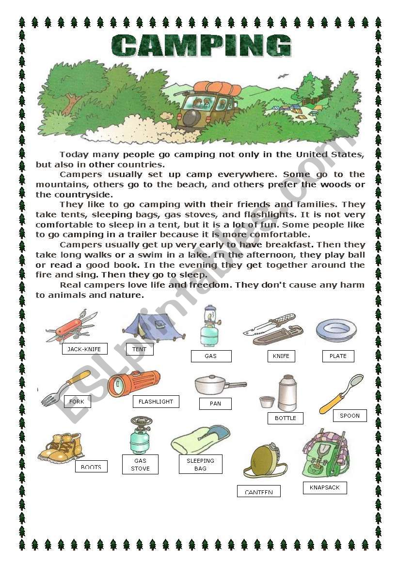 CAMPING worksheet