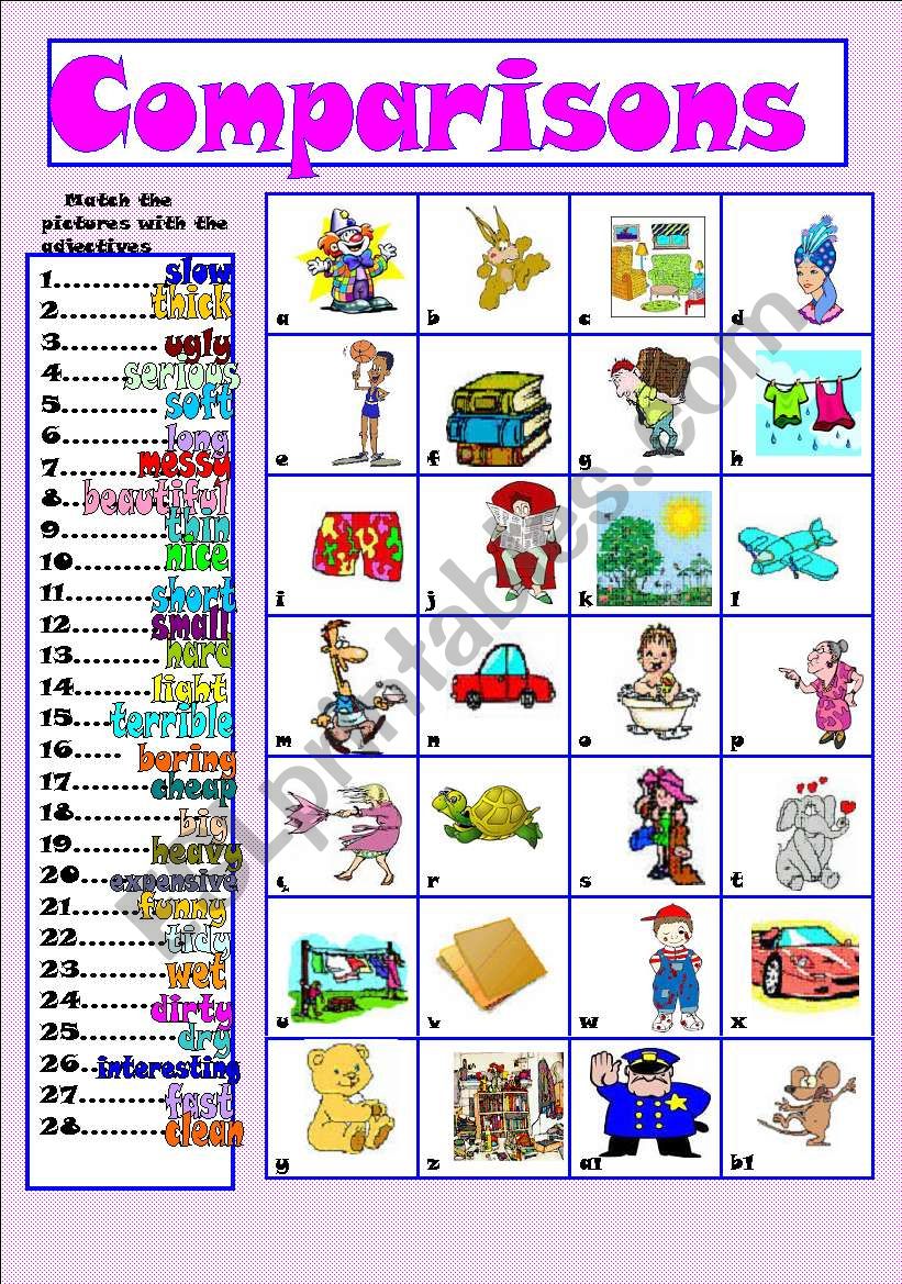 Comparisons worksheet