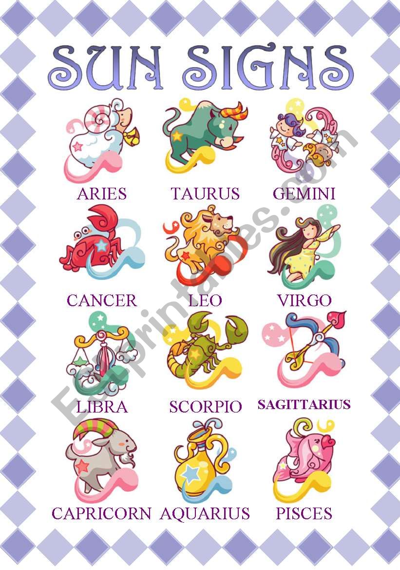 SUN SIGNS POSTER   (editable) worksheet