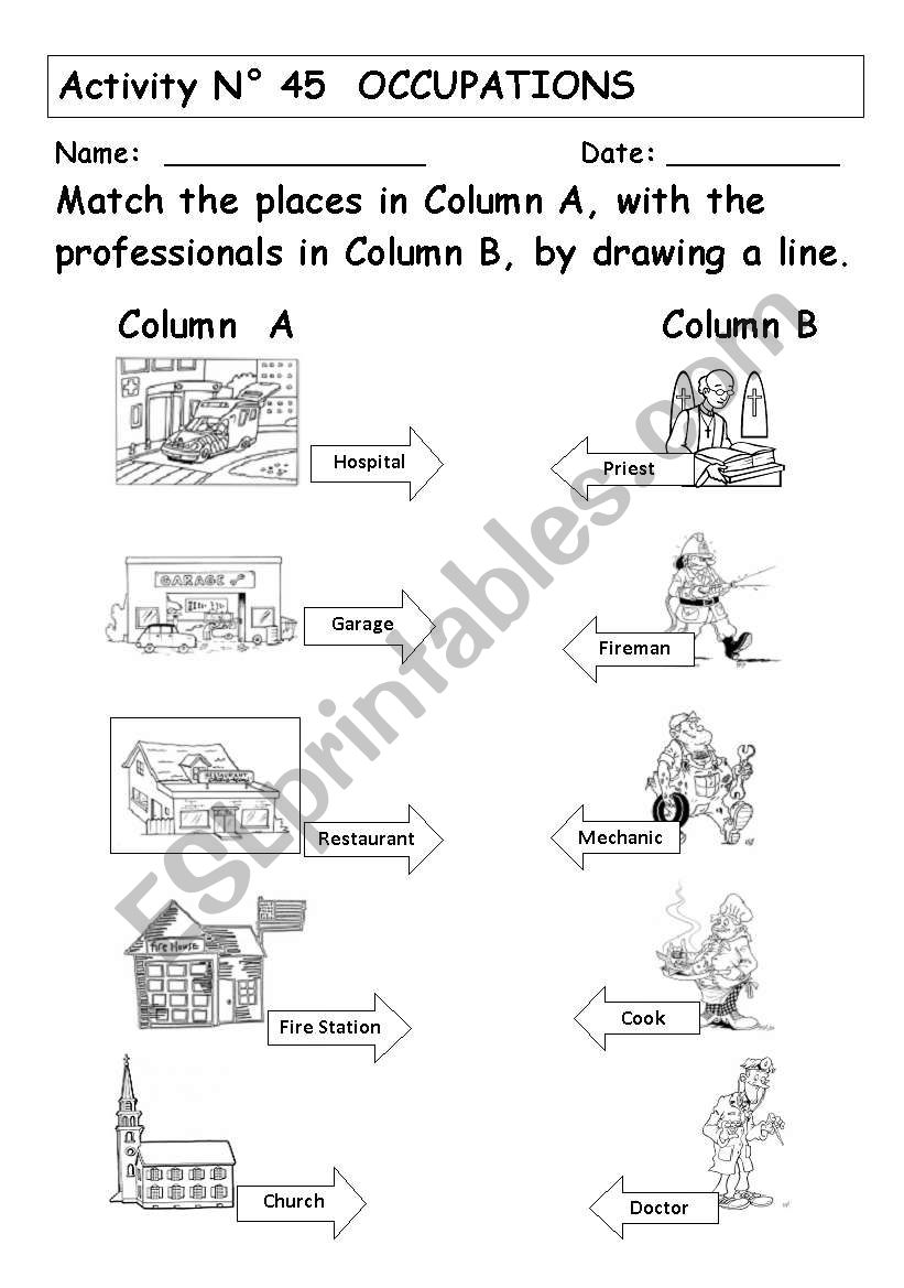 OCCUPATIONS worksheet