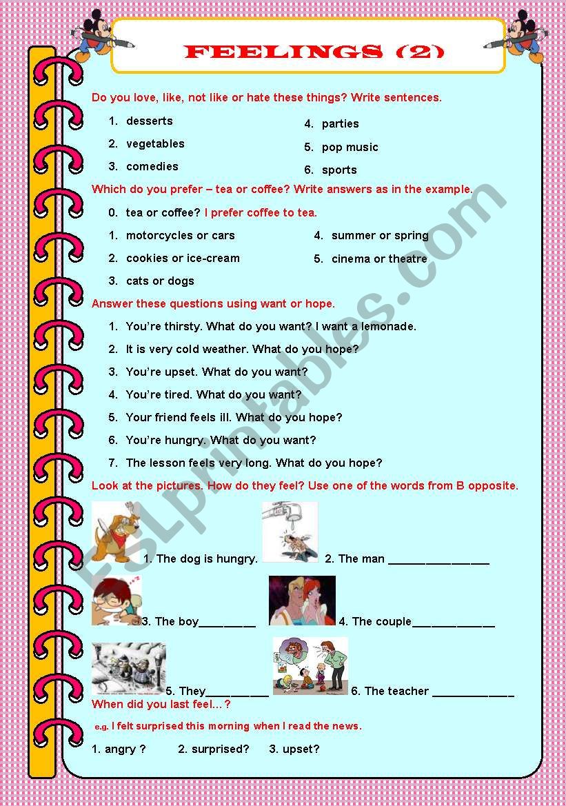 Feelings (part 2) worksheet