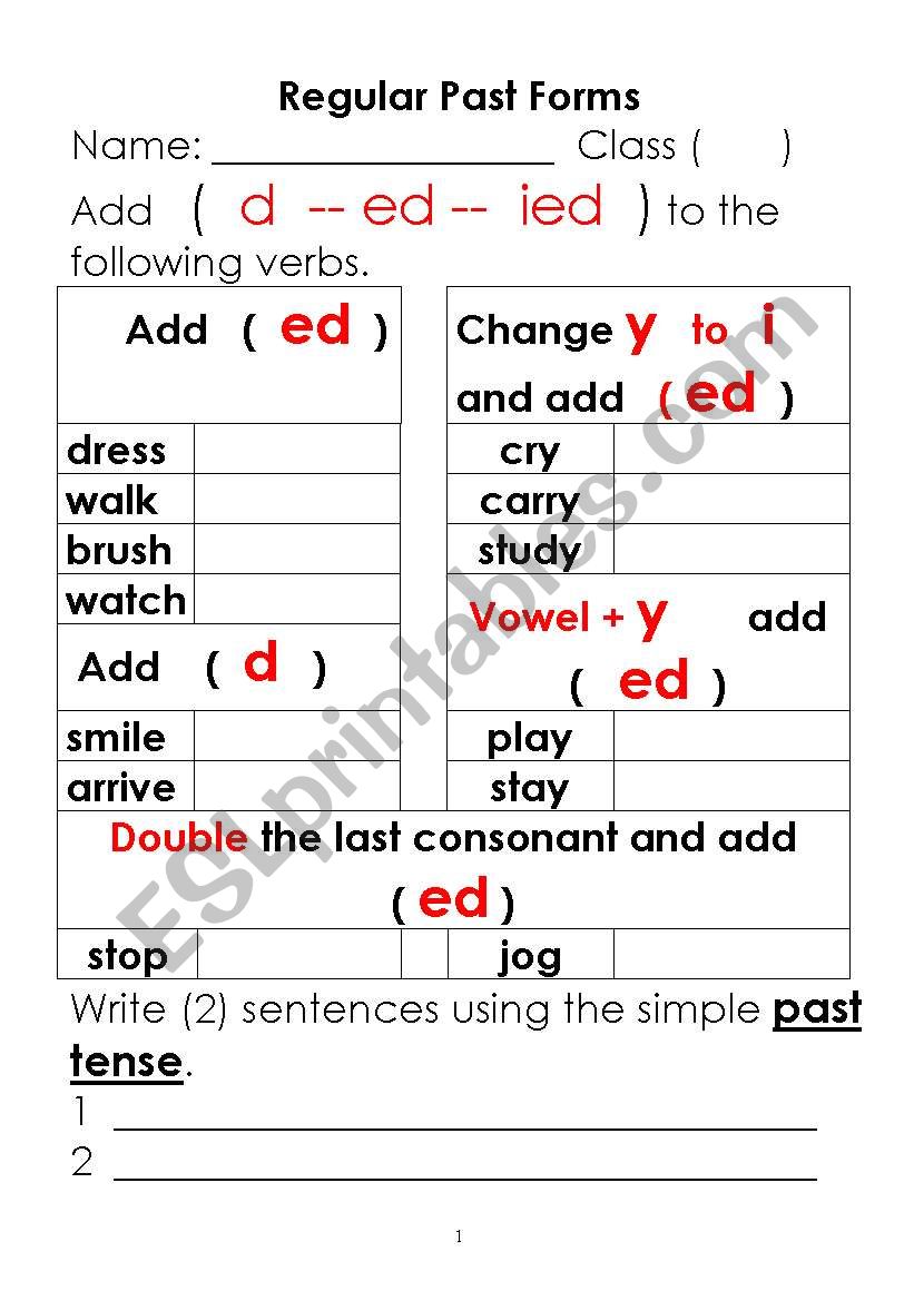 past simple regular and irregular forms