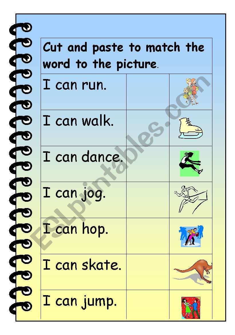 Action words worksheet