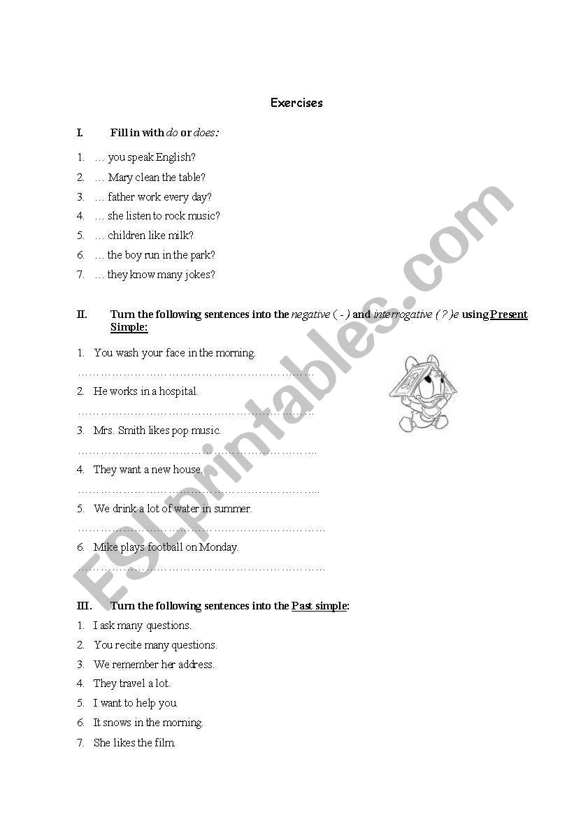revision tenses worksheet