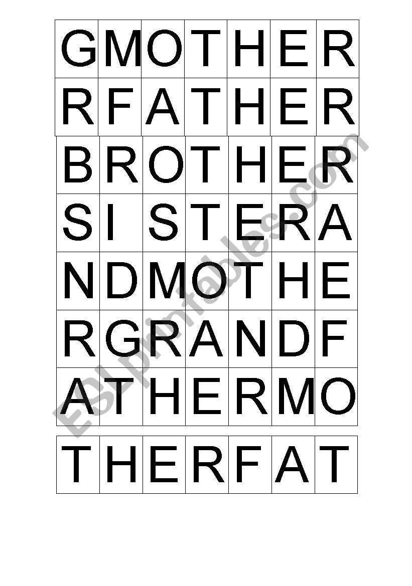 Family- build words worksheet