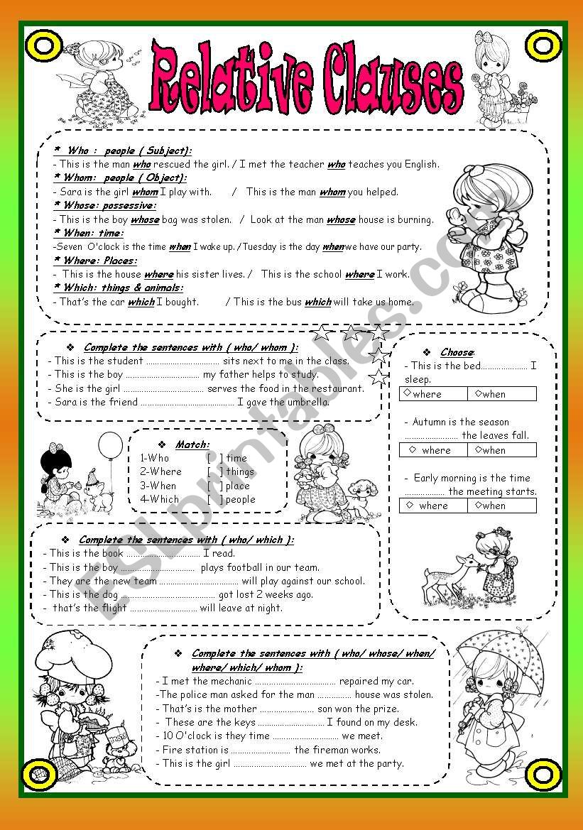 Relative Clauses worksheet