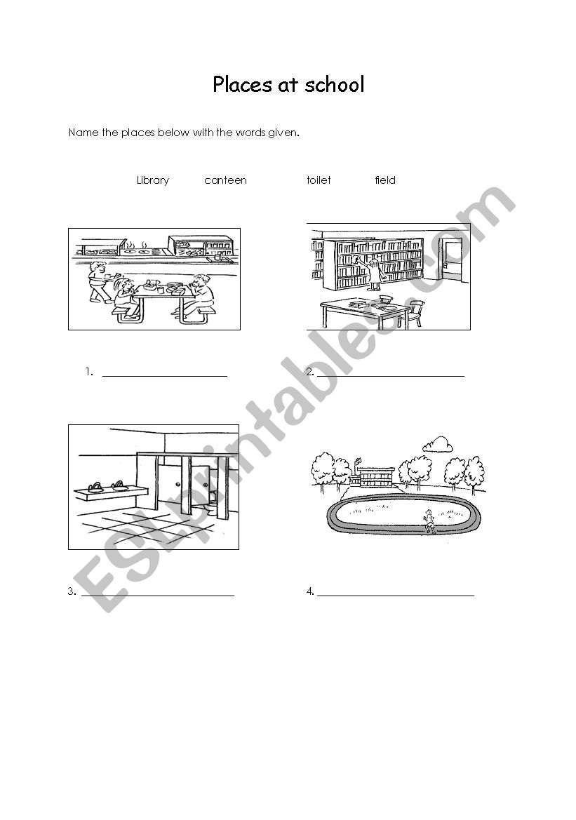 places at school worksheet