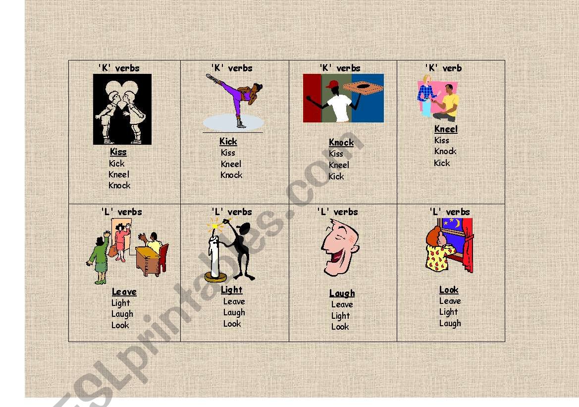 Go Fish game - VERBS part 2 worksheet