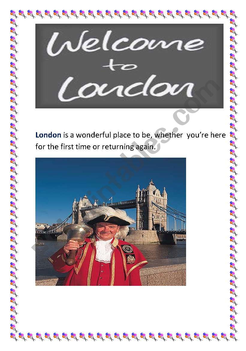WeLcOmE to LoNdOn!!! worksheet