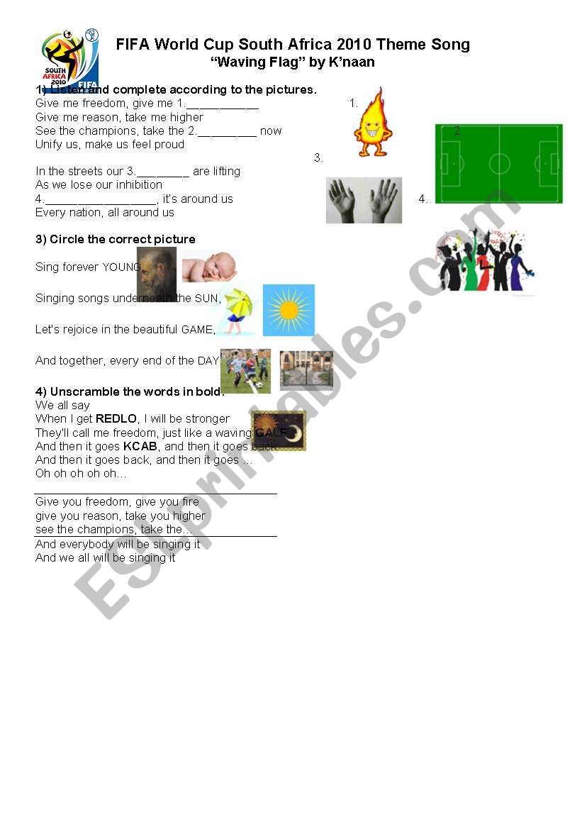 WORLD CUP SONG for KIDS!!! worksheet