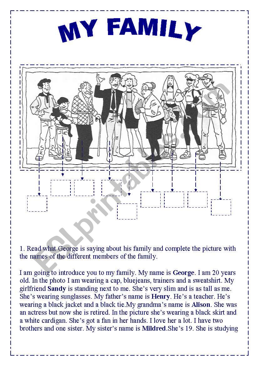 MY FAMILY worksheet