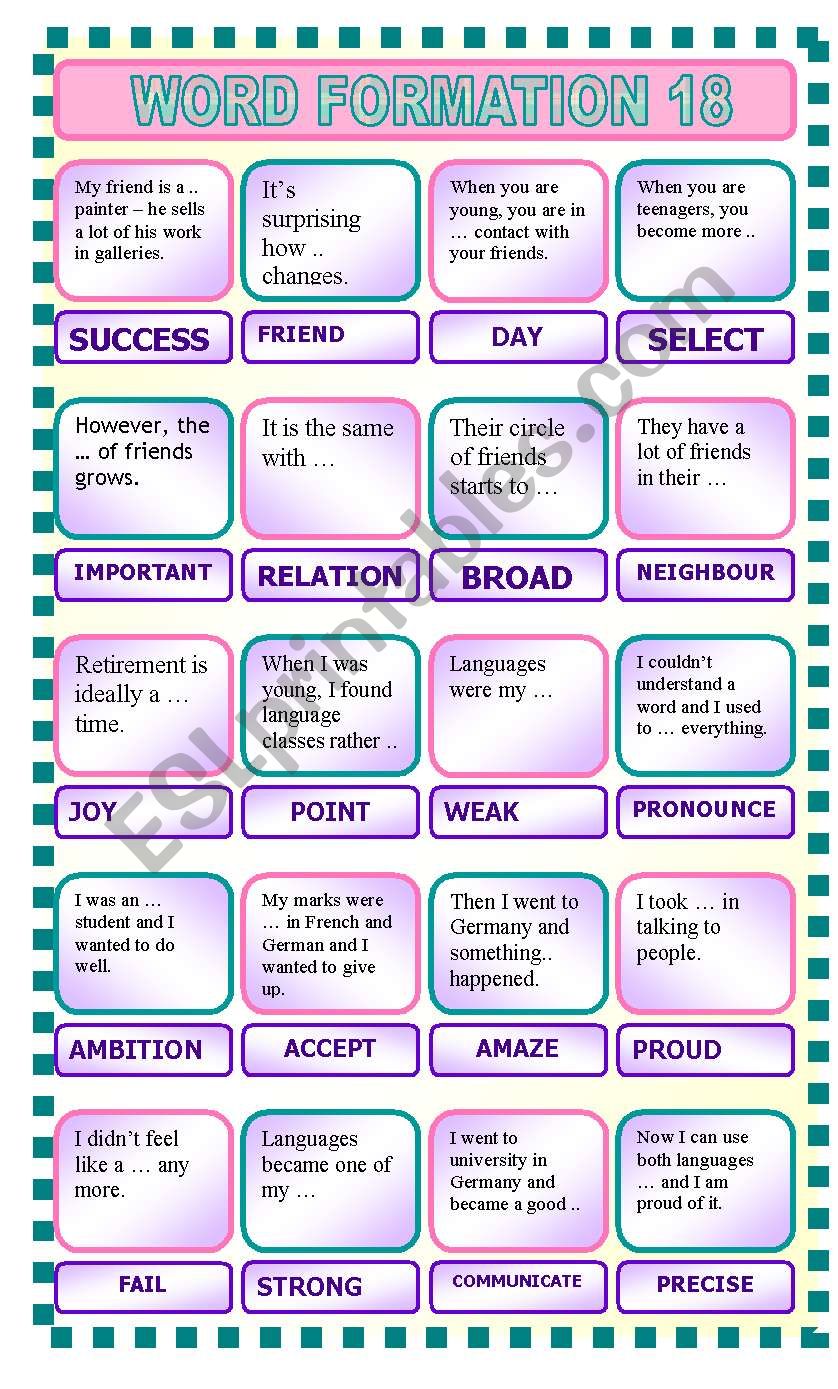 Word formation 18 worksheet