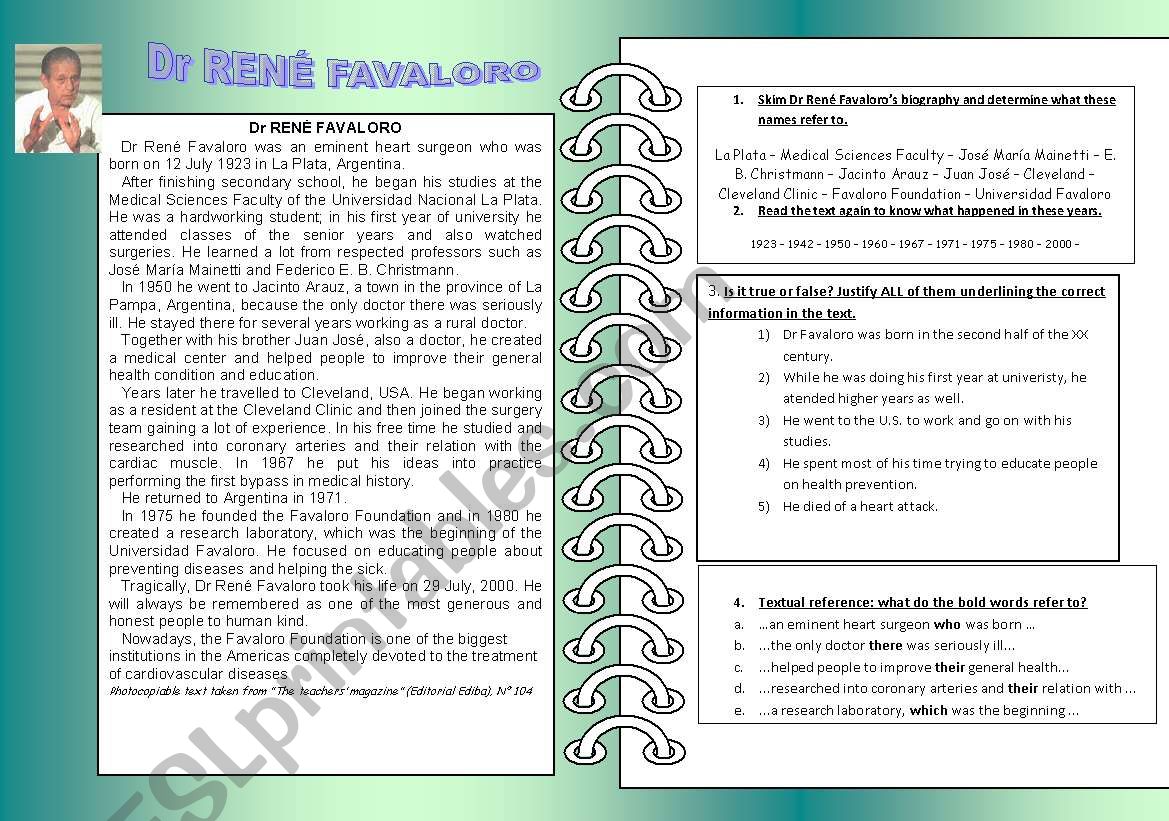 Dr Ren Favaloro worksheet