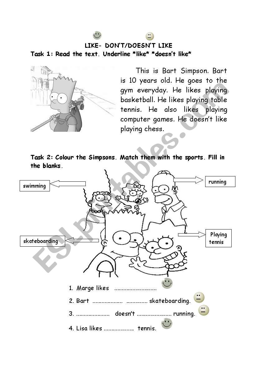 Like - DonÂ´t like worksheet