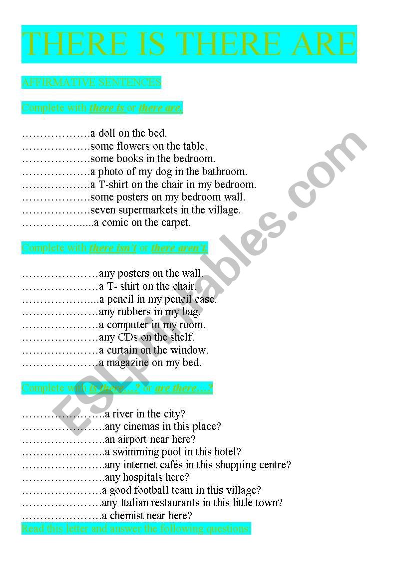 THERE IS THERE ARE worksheet