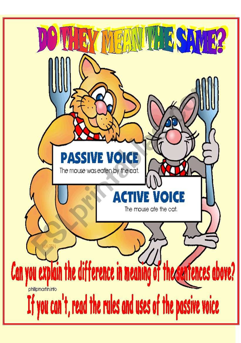 Do they mean the same? grammar guide and activities-Passive voice-editable