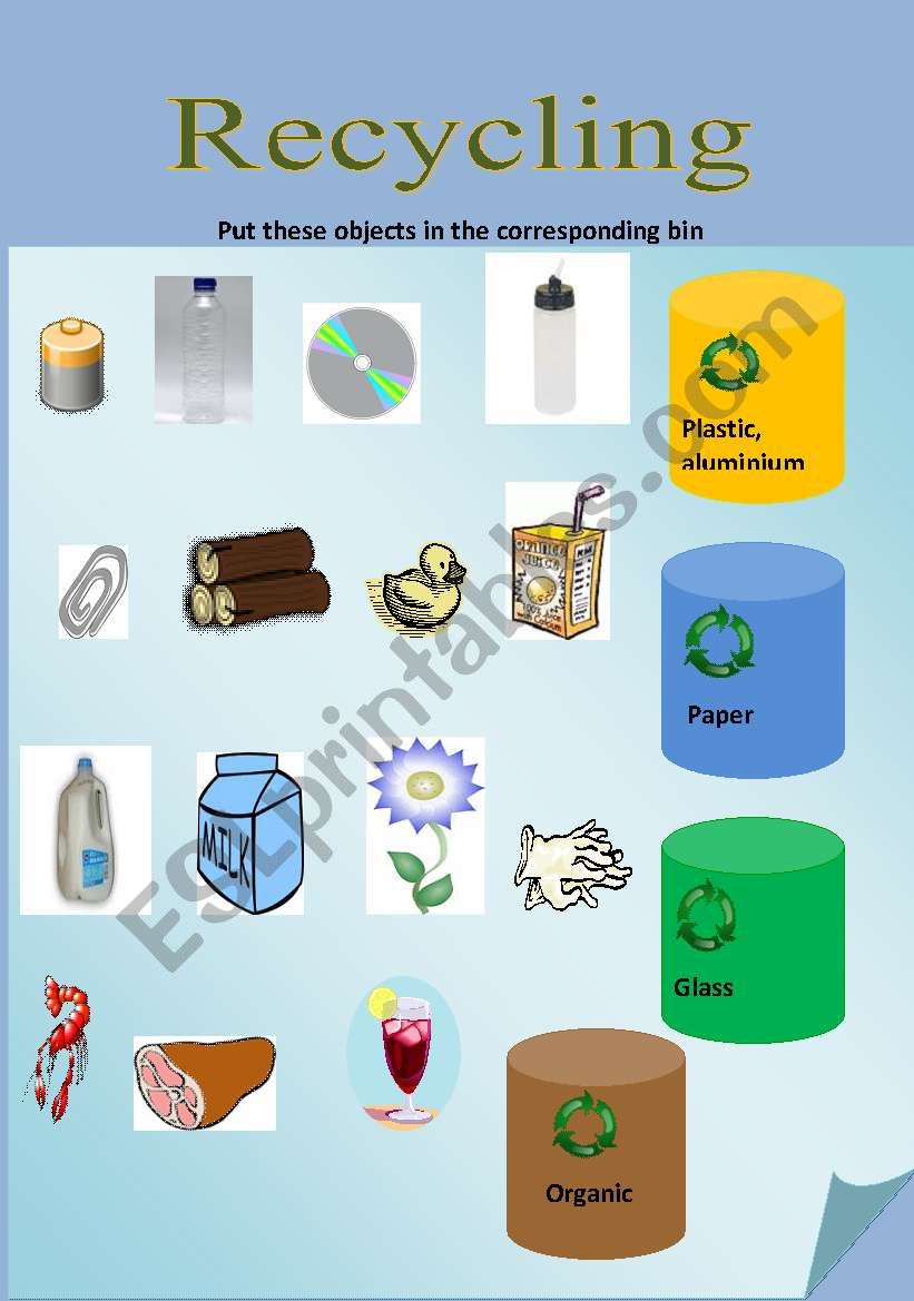 Recycling worksheet