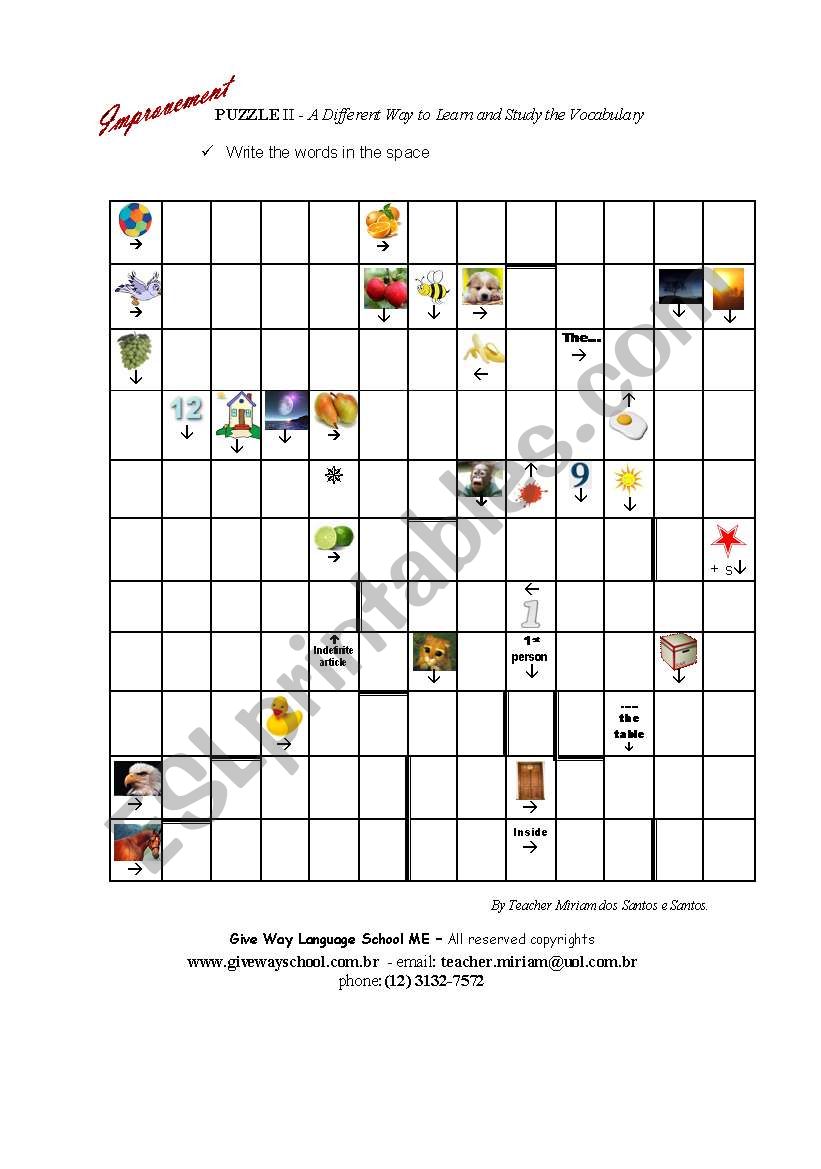 Puzzle -Nouns - with the Key worksheet