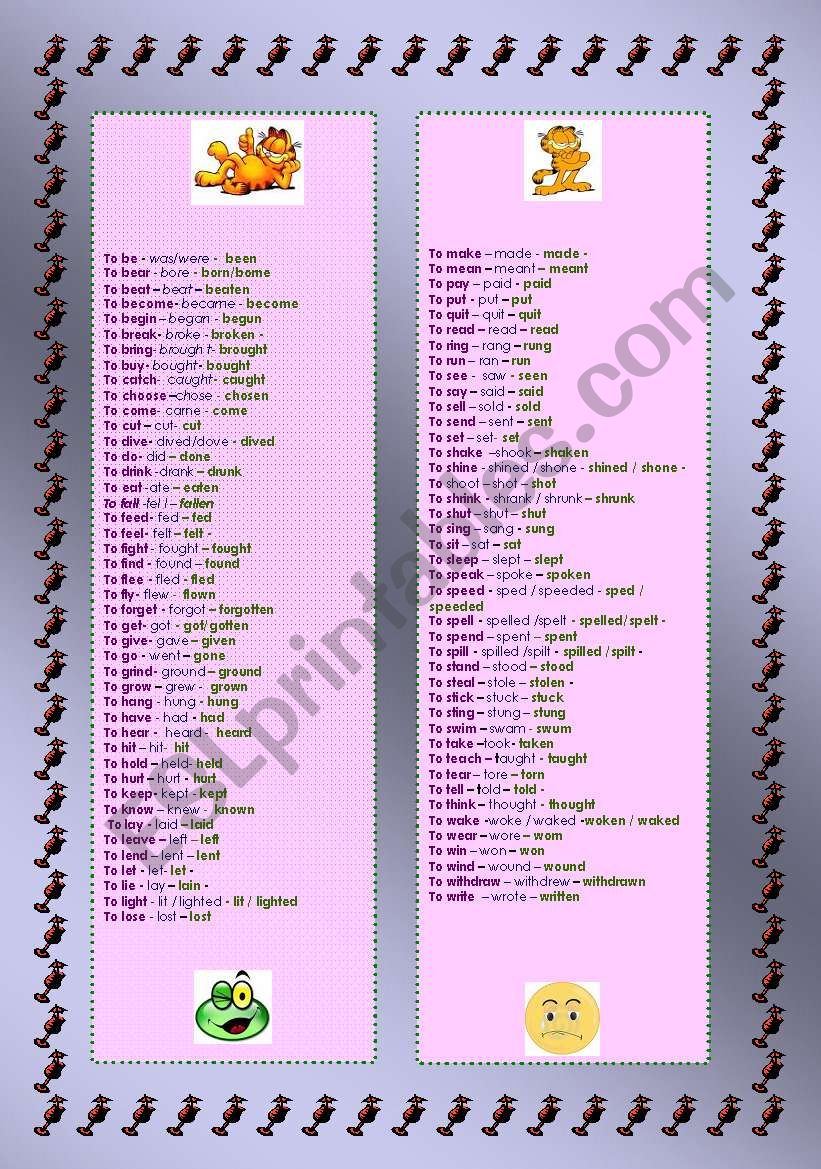IRREGULAR VERBS worksheet