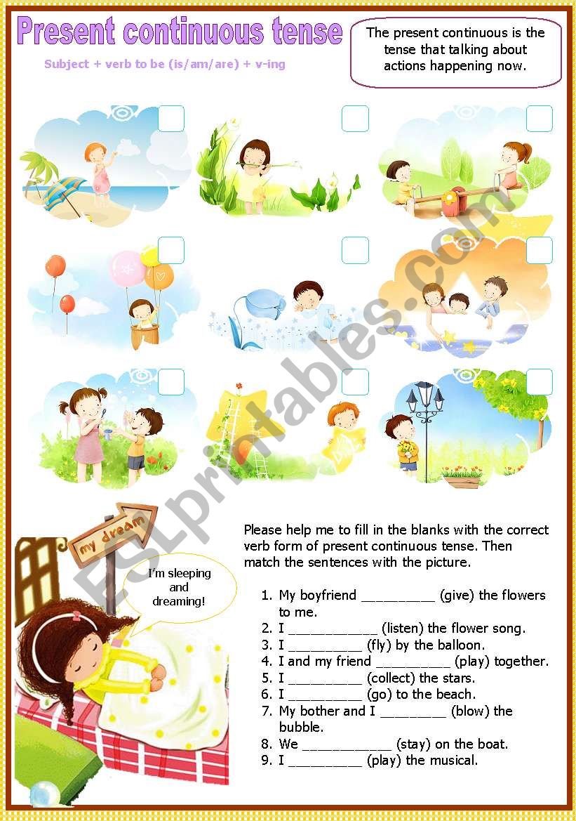 present continuous tense worksheet