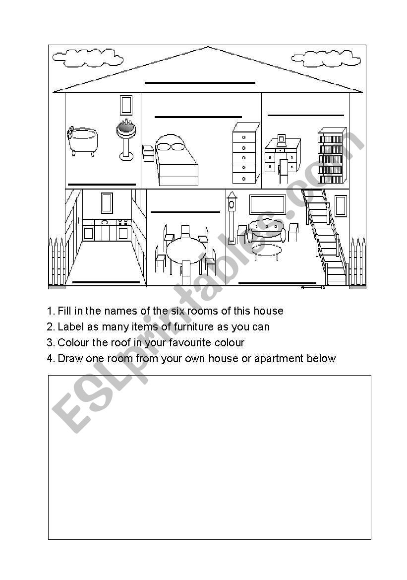 rooms and furniture worksheet