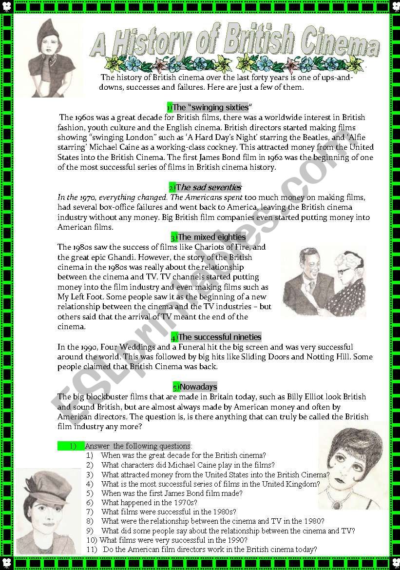 A History of British Cinema worksheet