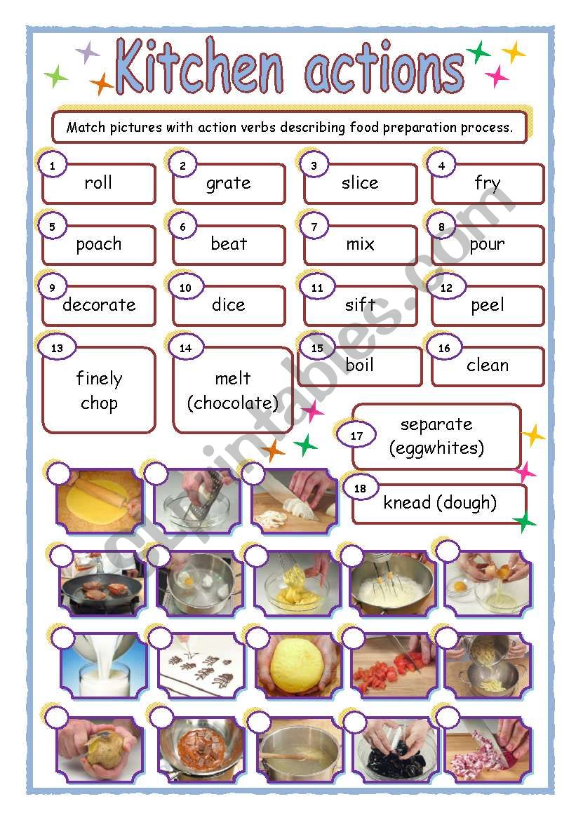 KITCHEN ACTIONS worksheet