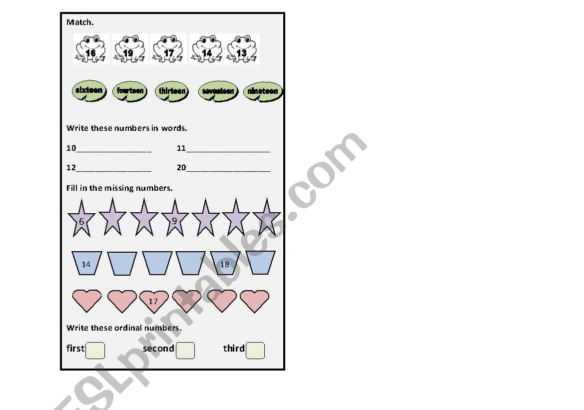 numbers 10-20 worksheet