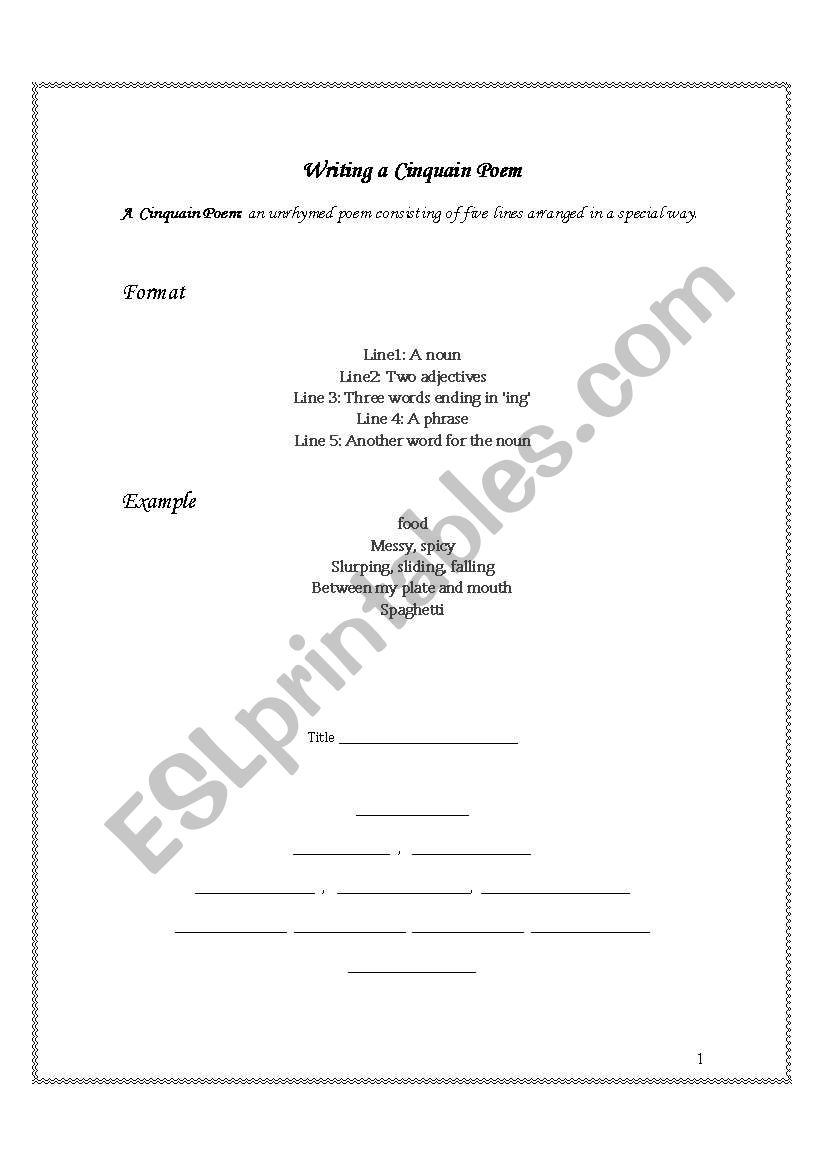 writing poetry worksheet
