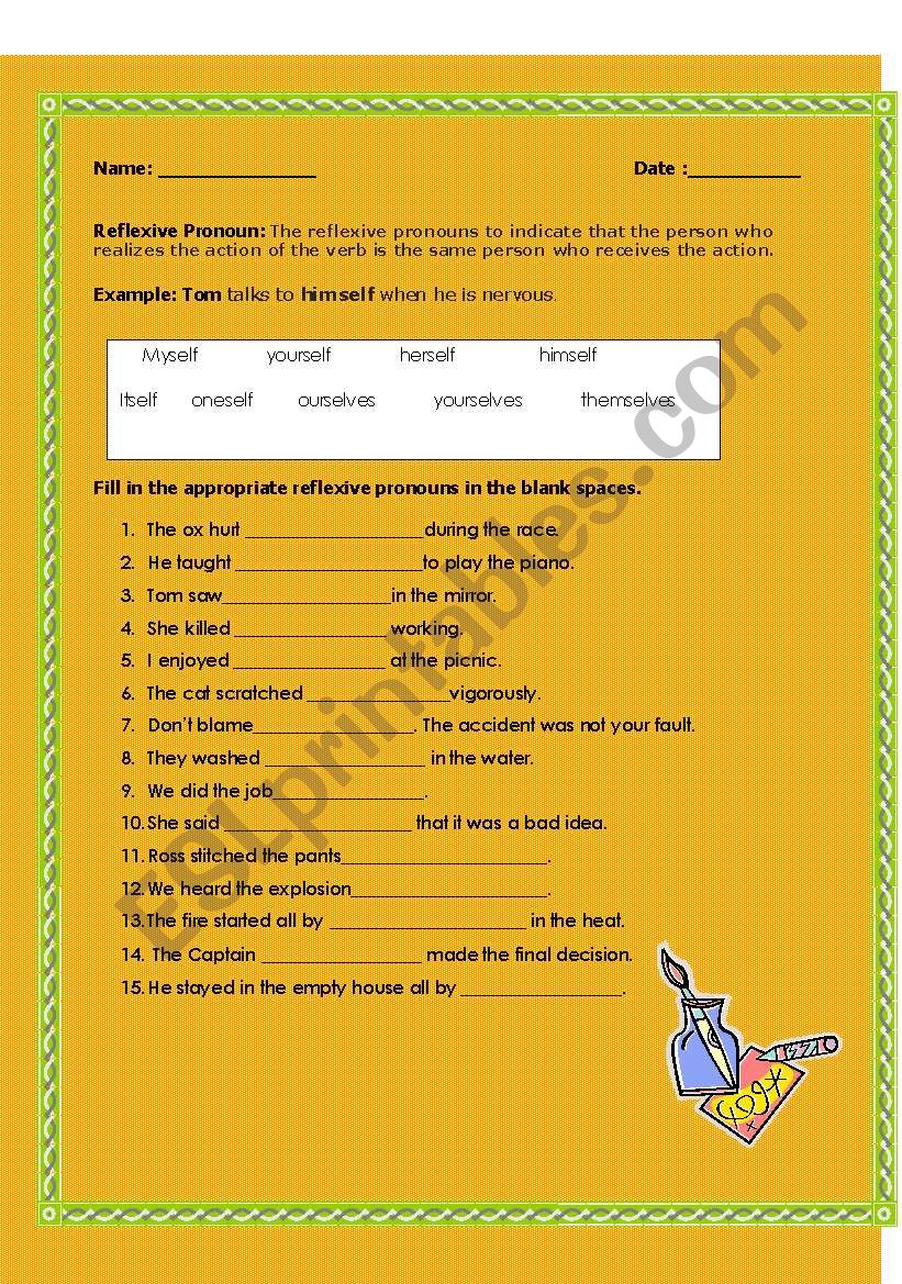 Reflexive Pronoun  worksheet