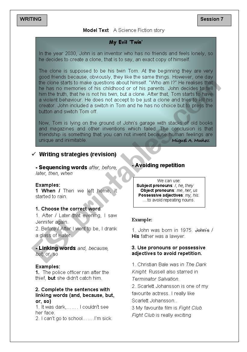 Science Fiction story worksheet