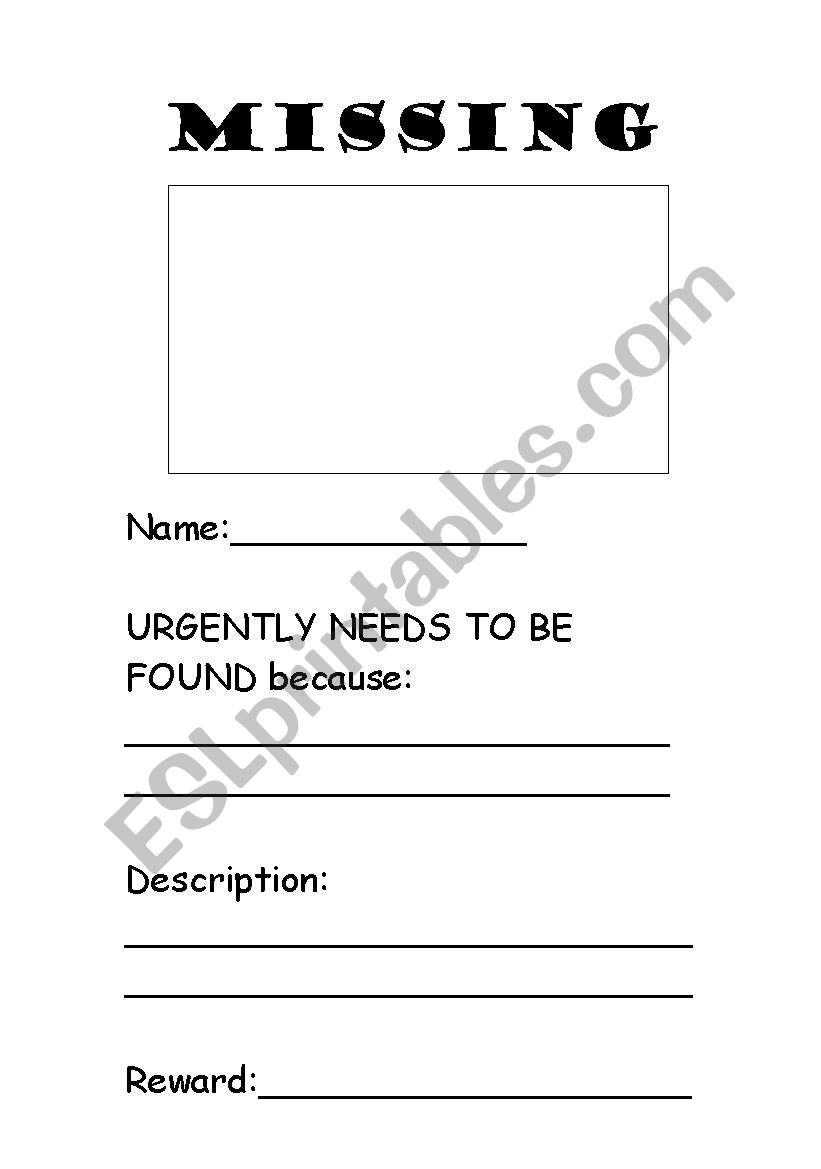 Missing Poster worksheet